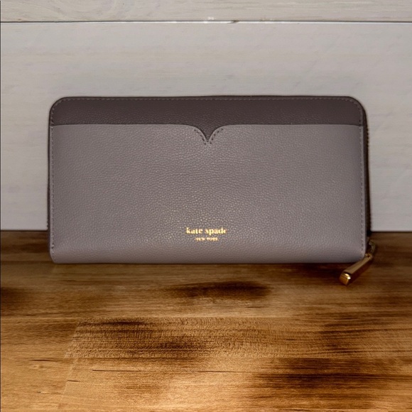 kate spade Handbags - Kate Spade Taupe and Brown Zip Wallet